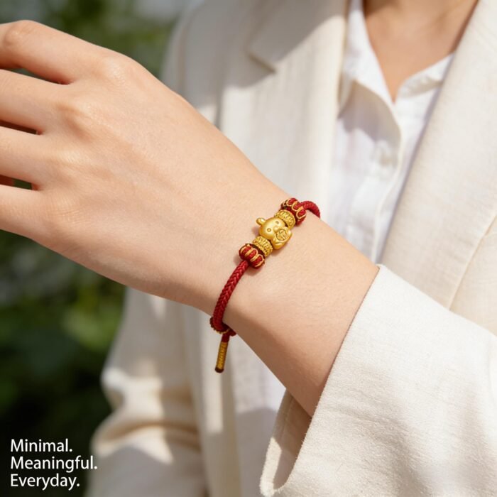 Bold Chinese Zodiac Rooster Fortune Confidence Red Cord Bracelet - Stripe Anti-Counterfeit Validated - Image 2