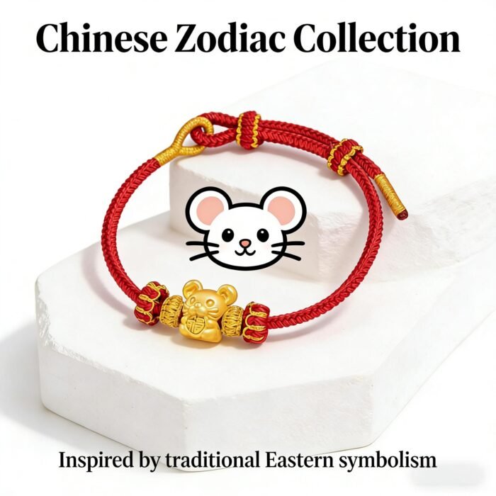 Artisan Chinese Zodiac Rat Fortune Charm Red Cord Bracelet - Stripe Secured Cultural Collectible - Image 4